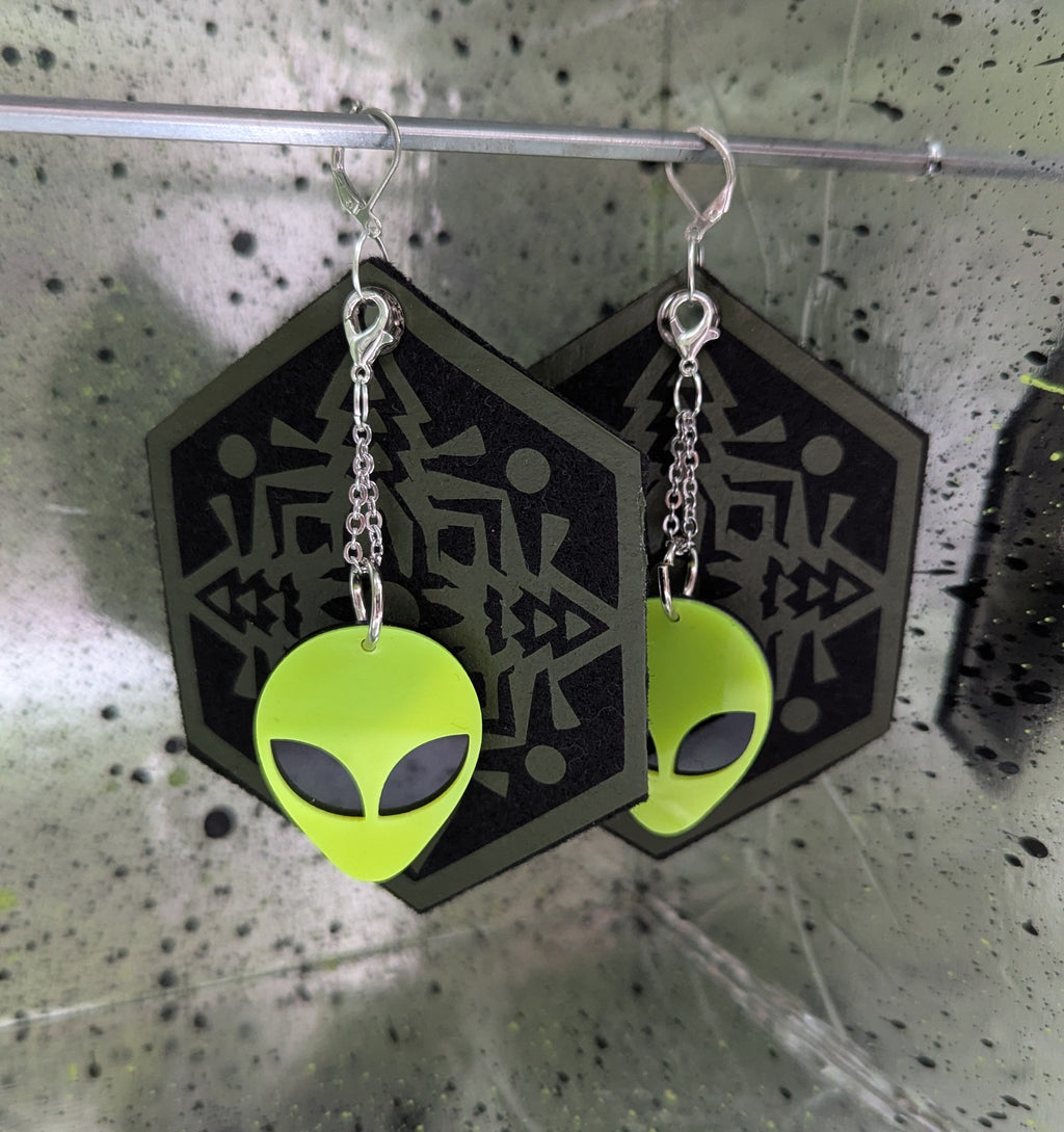 🩷❤️🧡💛👽💚🩵💙💜 A25 Boucles d'Oreilles 👽💚✨