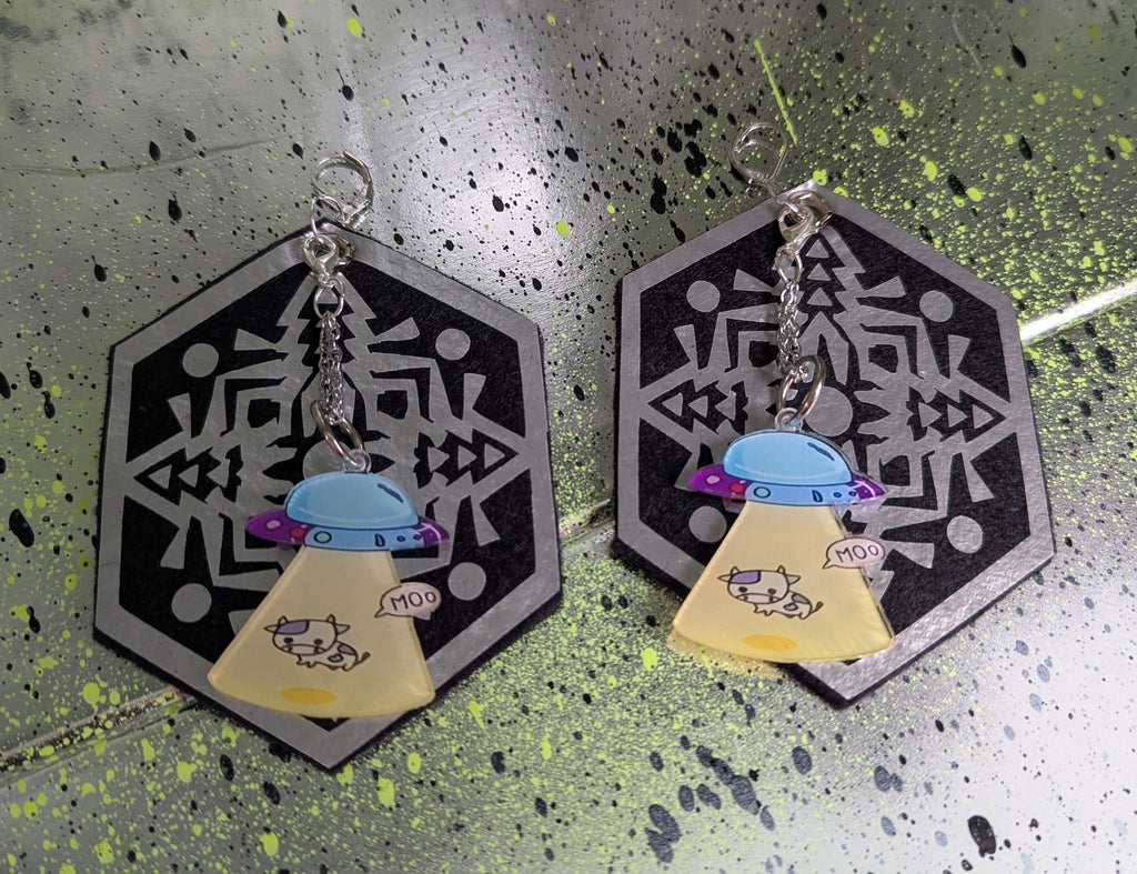 ❤️🧡💛👽💚💙💜 A25 Boucles d'Oreilles 🐄🛸