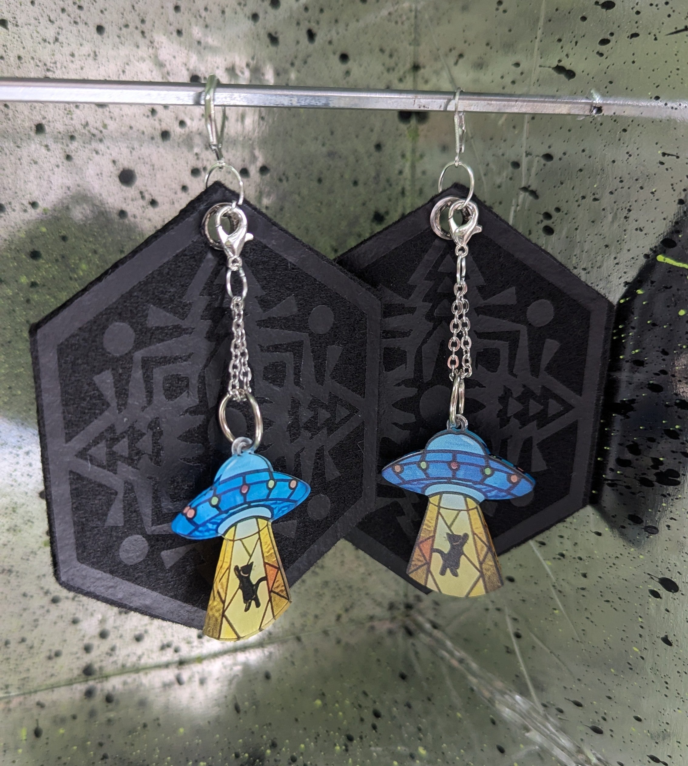 ❤️🧡💛👽💚💙💜 A25 Boucles d'Oreilles 🐈‍⬛🛸