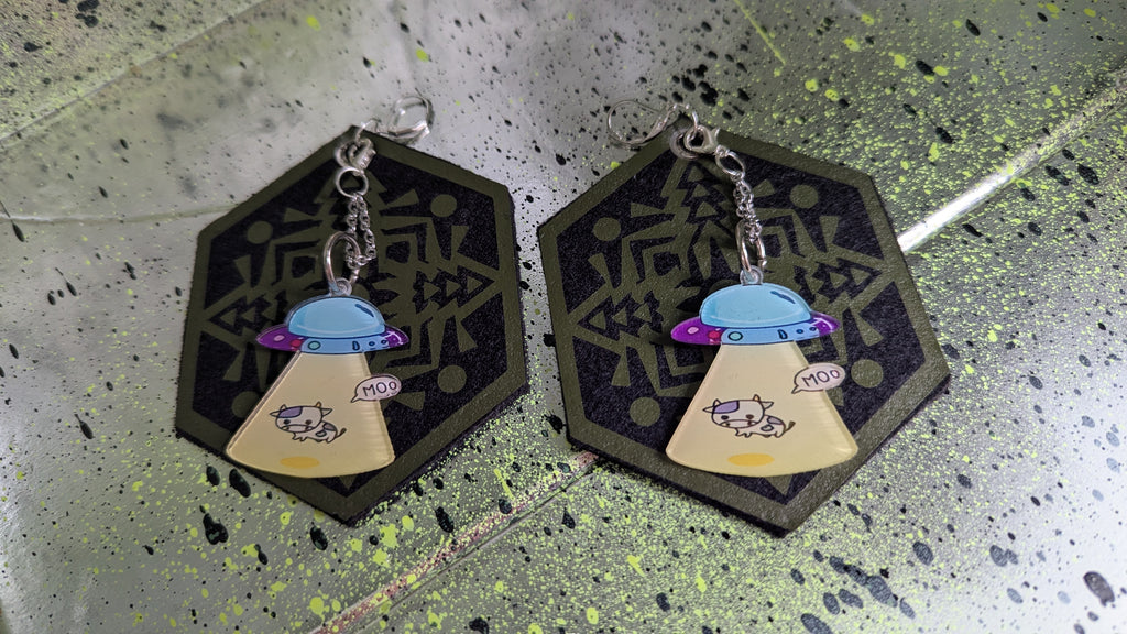 ❤️🧡💛👽💚💙💜 A25 Boucles d'Oreilles 🐄🛸