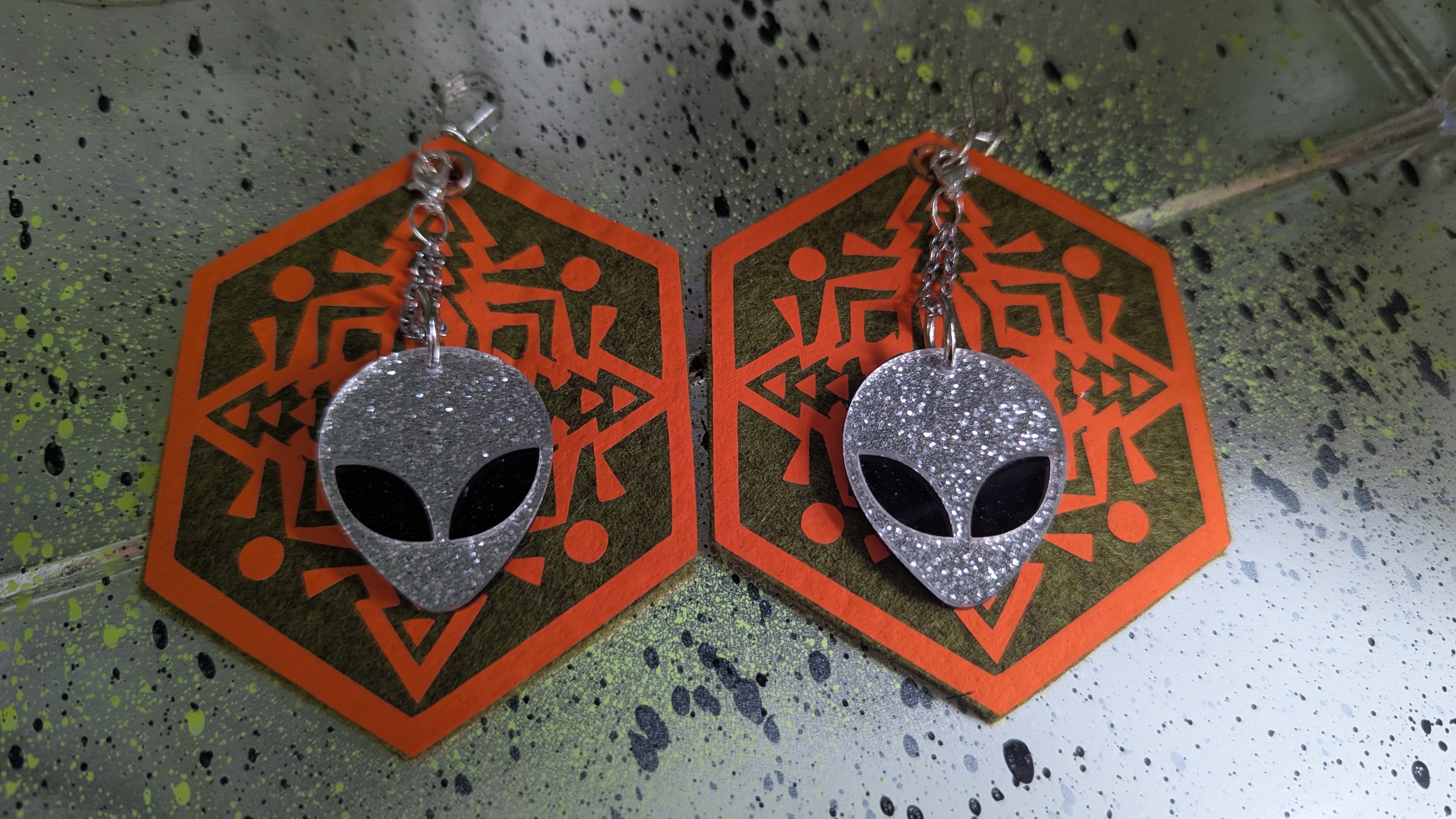 ❤️🧡💛👽💚💙💜 A25 Boucles d'Oreilles 👽🧡