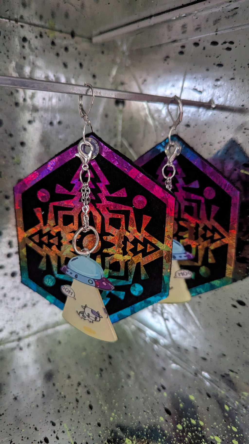 ❤️🧡💛👽💚💙💜 A25 Boucles d'Oreilles 🐄🛸