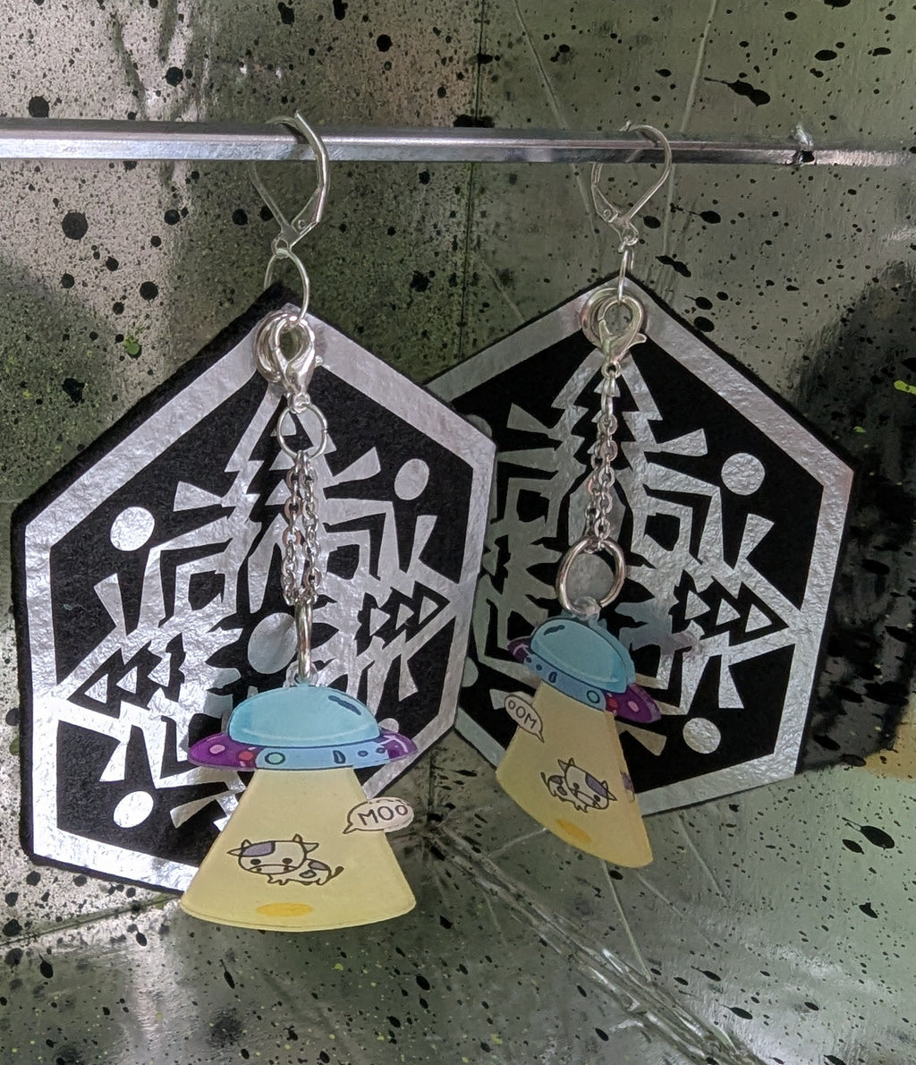❤️🧡💛👽💚💙💜 A25 Boucles d'Oreilles 🐄🛸