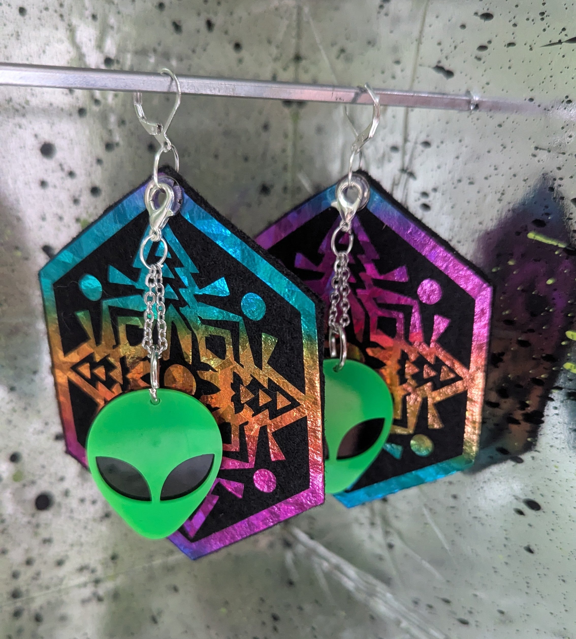 ❤️🧡💛👽💚💙💜 A25 Boucles d'Oreilles 👽🌈💚