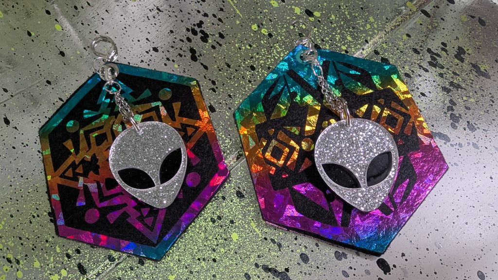 ❤️🧡💛👽💚💙💜 A25 Boucles d'Oreilles 👽🌈