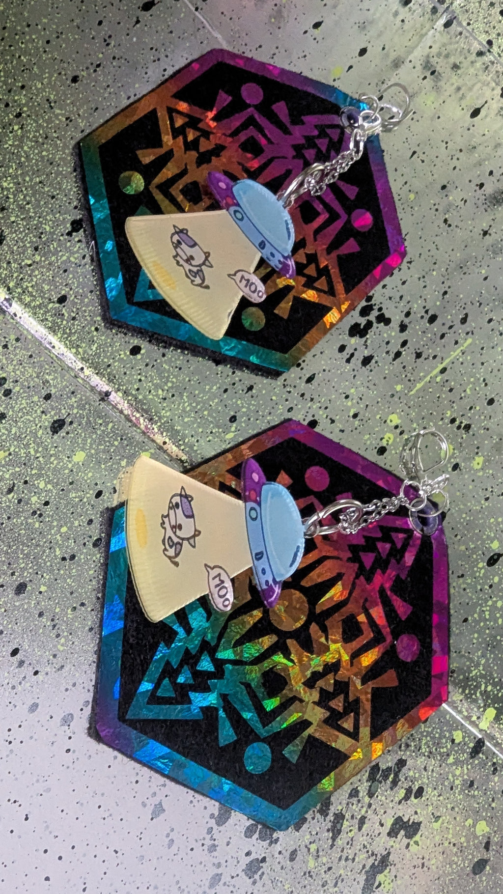 ❤️🧡💛👽💚💙💜 A25 Boucles d'Oreilles 🐄🛸