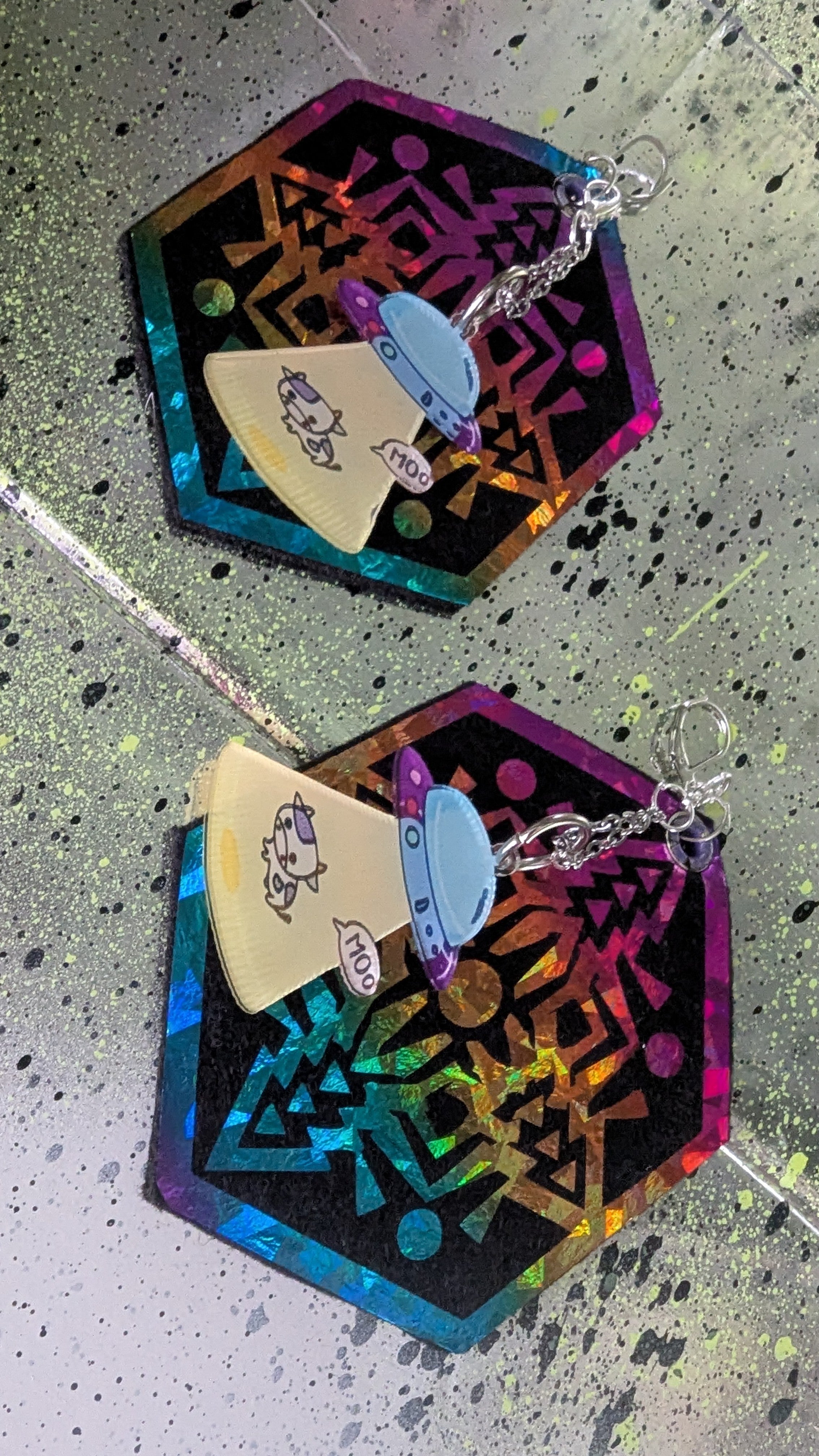 ❤️🧡💛👽💚💙💜 A25 Boucles d'Oreilles 🐄🛸