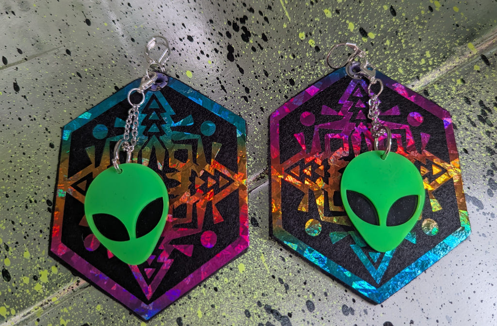 ❤️🧡💛👽💚💙💜 A25 Boucles d'Oreilles 👽🌈💚