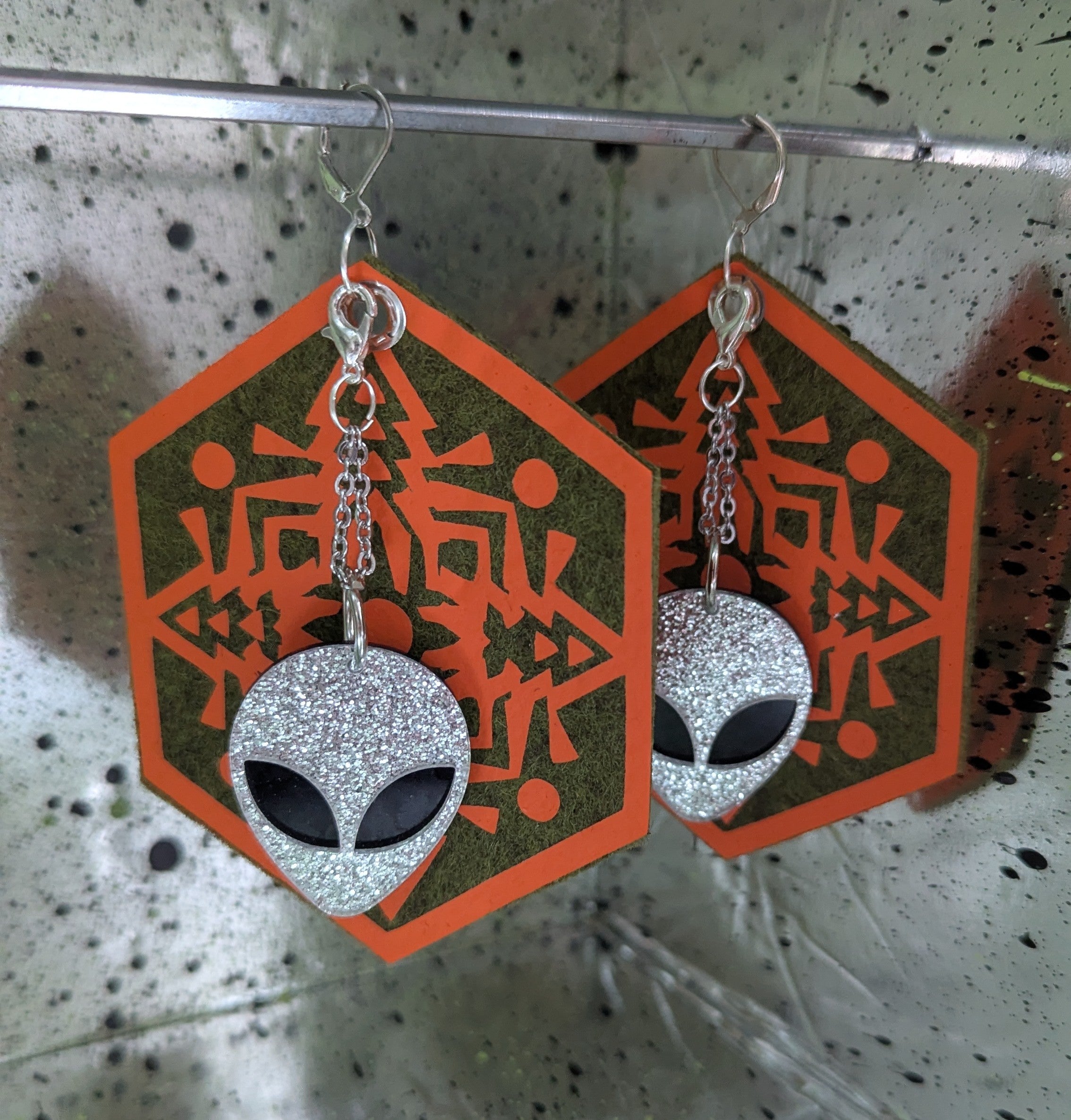 ❤️🧡💛👽💚💙💜 A25 Boucles d'Oreilles 👽🧡