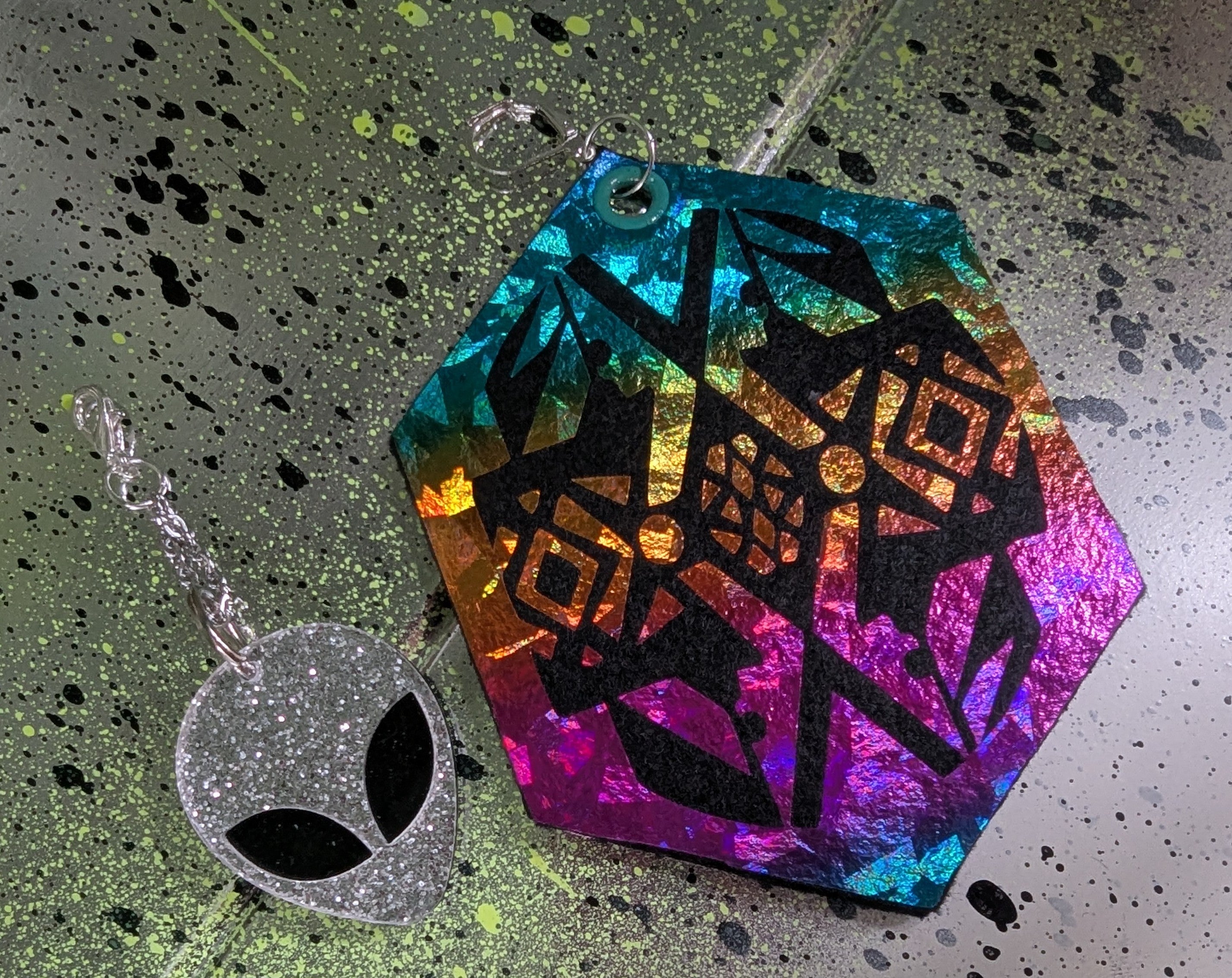 ❤️🧡💛👽💚💙💜 A25 Boucles d'Oreilles 👽🌈