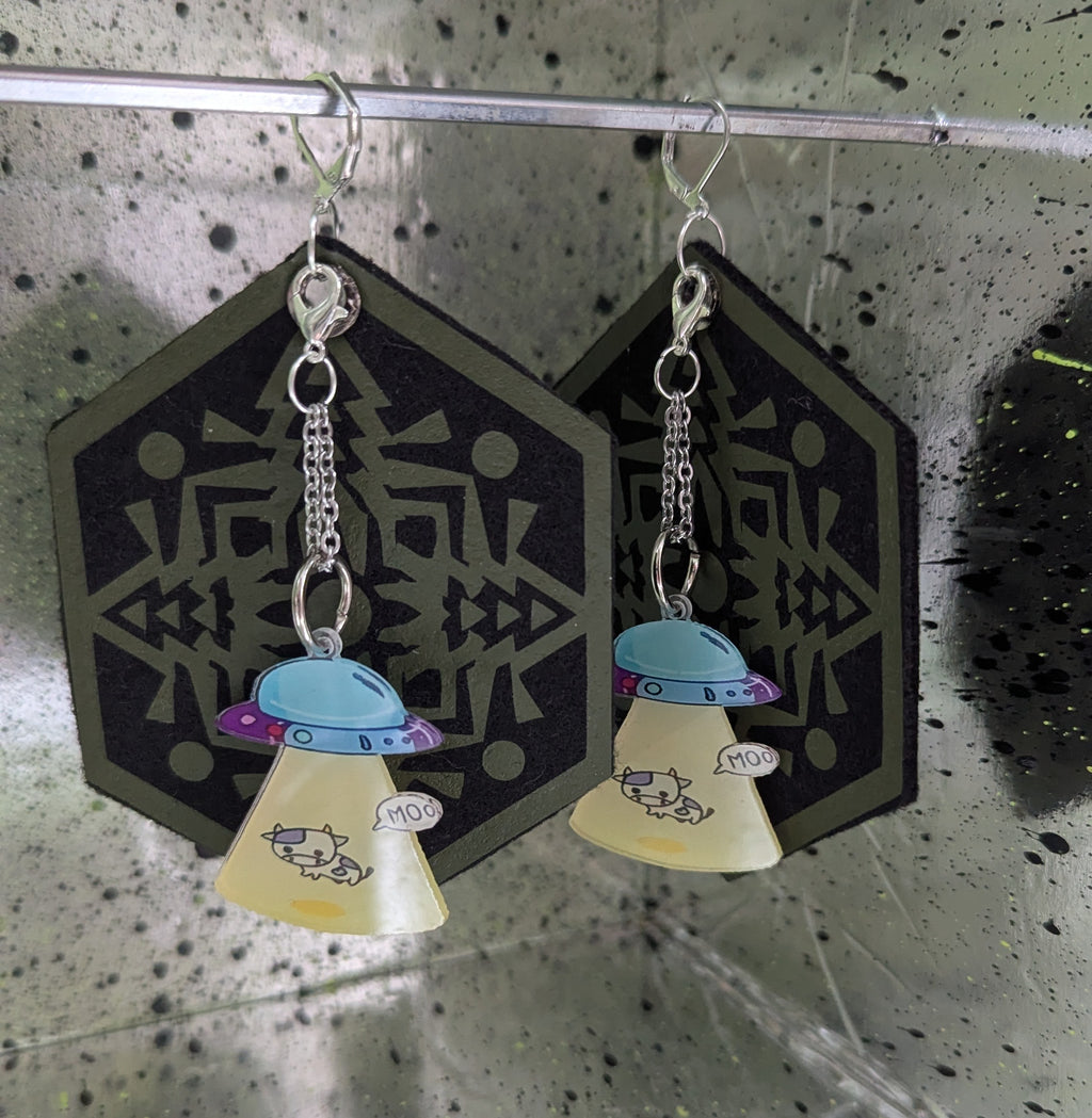 ❤️🧡💛👽💚💙💜 A25 Boucles d'Oreilles 🐄🛸